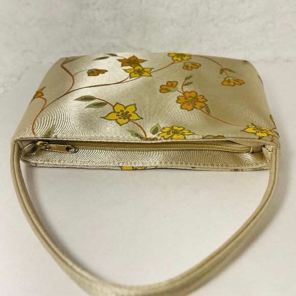 50’s/60’s Vintage-Yellow, Satin, Floral, Evening, Formal, Mini, Handbag - Picture 6 of 7